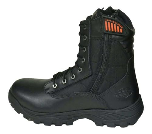 Men's Premium Black Leather Compact Motorcycle Boots, 10003-M