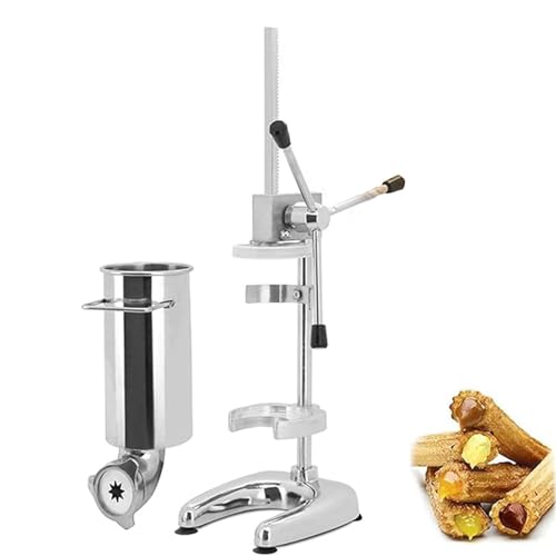 SICWEDIM Manual Churro Maker,Commercial 2L 3L Manual Spanish Donut Churrera Churro Maker Machine 5 Kinds of Molds,Stainless Steel Vertical Spanish (2L)
