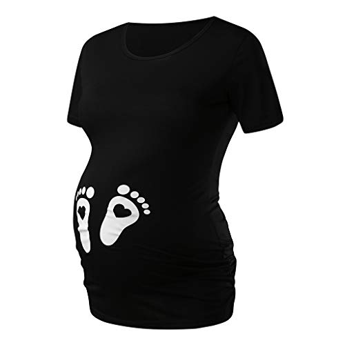 NAJZYBA T-Shirt Maternite Haut Femme T-Shirt de maternité à Manches Courtes et col en O pour Femmes Enceintes Femme Manches Longues de maternité Motif Grossesse Amusant Humour imprimé