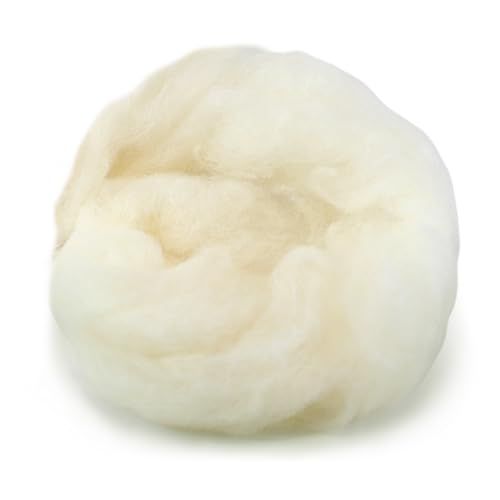 Woolbuddy Needle Felting Wool Carded Core Wool White Roving for Wet Painting DIY Dryer Balls Felting Pads Supplies and Bulk Chunky Yarn (15.7oz)