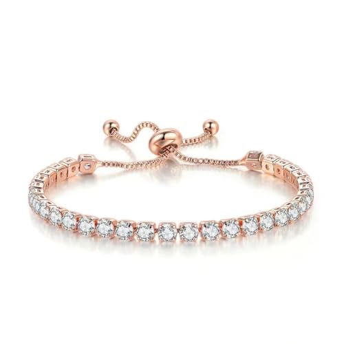 Soyzvteo Adjustable Tennis Bracelet Cubic Zirconia Classic Tennis Bracelet Iced Out Tennis Sliding Adjustable Bracelets Rhinestone Bracelets Jewelry for Women Girls