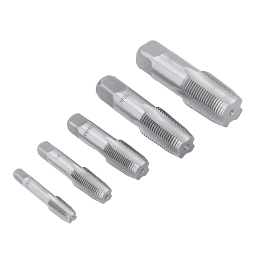 NDNCZDHC 5 Piece NPT Pipe Tap Set 3/4in, 1/2in, 3/8in, 1/4in, 1/8in NPT Tap Carbon Steel Pipe Threader Kit with Storage Case