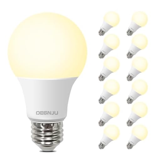 DEGNJU A19 LED Light Bulbs, 60 Watt Equivalent LED Bulbs, Soft White 2700K, 800 Lumens, E26 Standard Base, Non-Dimmable, 8W Warm White LED Bulbs for Bedroom Living Room, 12 Pack