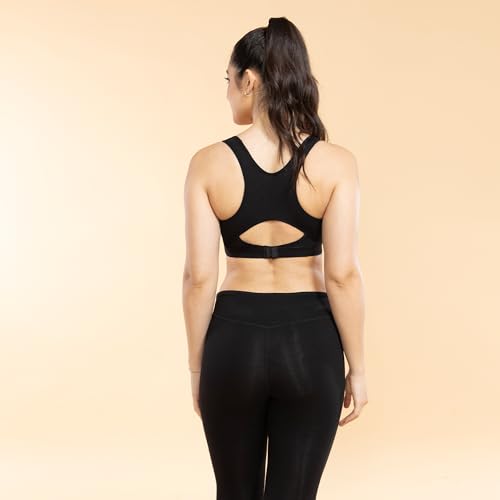 Image of Enamor Side Shaper Panel Women's Cotton Medium Impact Sports Bra with Fixed Cups- Bounce Control, Wider Racer Back, Padded, Wirefree, High-Coverage - SB38
