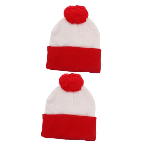 Gorro de beanie bicolor rojo y negro de hilo Beavorty para invierno