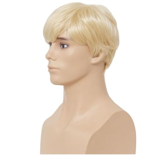 Image of Swiking Mens Short Blonde Wig Natural Synthetic Hair Wigs Halloween Costume Daily Party Wig