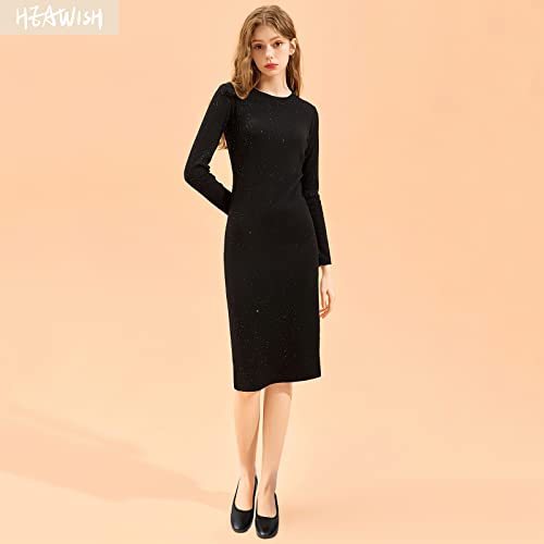 Heawish Women’s Flats Shoes Round Toe Ballet Flats Elastic Work Shoes Leather Flat(Black, Us8) #TOP5