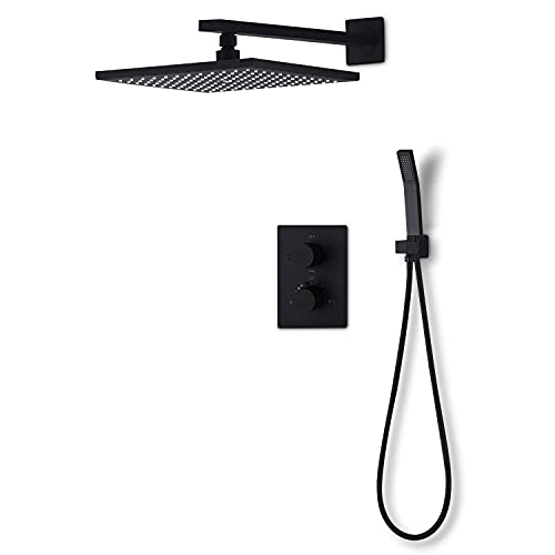 Juego de alcachofa de ducha de pulverización de oxígeno, montaje en pared, accesorio de baño negro moderno, ducha de lluvia de alta presión, ángulo ajustable, fácil de instalar, experiencia de spa de