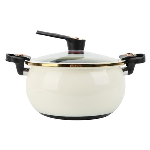 ComfyHarbor Olla a presión esmaltada blanca de 8 L con diseño de doble oreja para cocinar cómodamente en casa y sopa de lotes grandes (blanco)