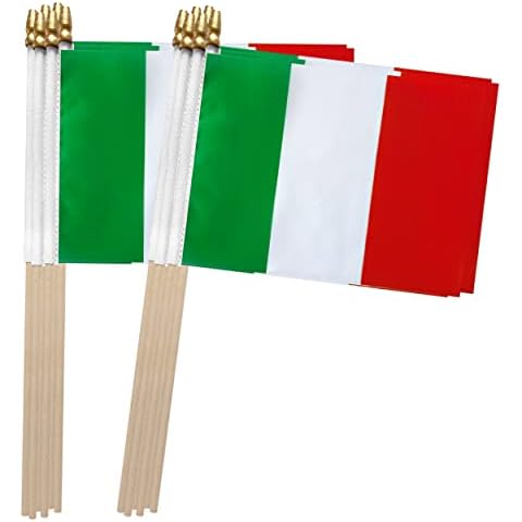 TSMD Italy Stick Flag Italian Small Mini Hand Held Flags,5x8 Inch,12 Pack Cover
