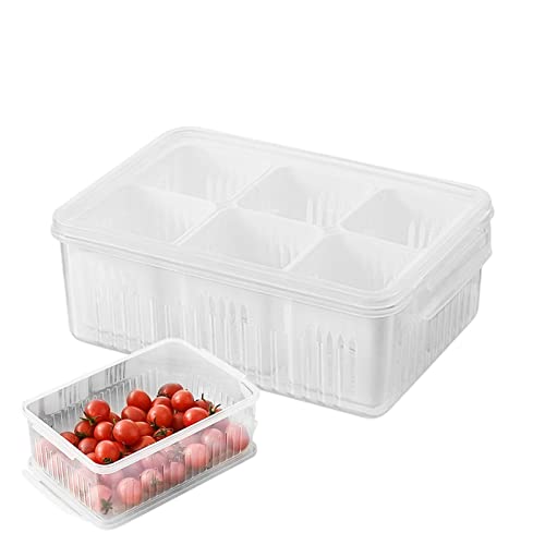 Generisch Contenedores para el almacenamiento de alimentos – 6 cestas de goteo de alimentos con diseño de rejilla, recipientes transparentes, congelador, armario de cocina, organización de despensa