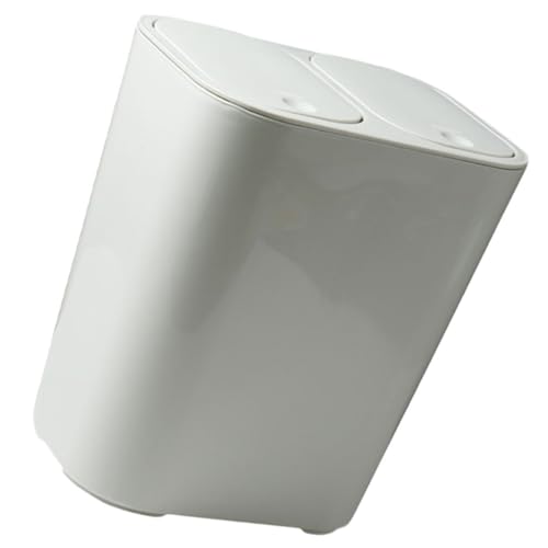 Caneca de basura rectangular doble compartimento blanca miniatura 1