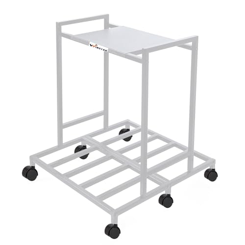 Image of WINSTAR 2-Tier UPS Stand for Home and Office | Metal Inverter Trolley with Wheels | Battery Frame for Inverter with Shelf | Black, 2 Shelf (Double Battery Stand, White Color)