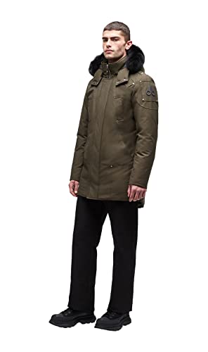 Moose Knuckles Men's Stirling Parka, Army/Black Fox Fur, Medium
