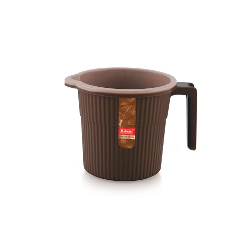 Image of Modern Heavy Plastic Bathroom Set Of 2-20L Bucket & 1L Mug Combo, Dark Brown