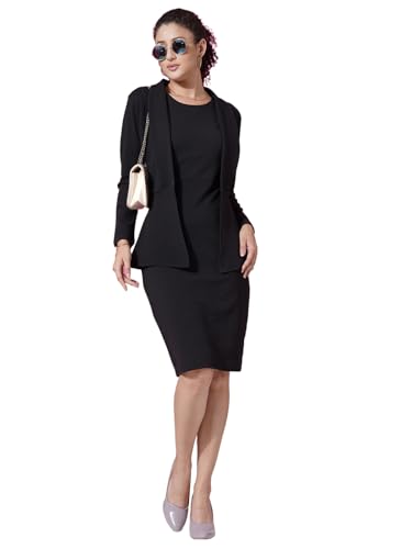 Image of Selvia Western Lycra Plain Two Piece Shrug with Bodycon