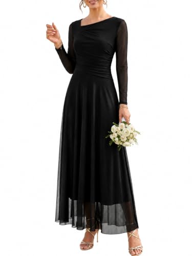 Berydress Women Flowy Fall Long Sleeve Black Maxi Dresses for Cocktail 2026