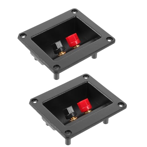 NOLITOY Caja de Terminales para Altavoz 2 Unidades Conexiones Dobles Postes Rojo y Negro Tamaño Externo 92X80 MM Interno 74X54 MM ABS Resistente para Cajas de Audio y Escenario