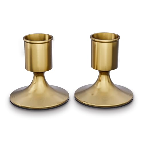 Gold Taper Candle Holders Set of 2, Gold Candlestick Holders,Vint...
