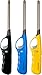 3 x Candle Lighter Refillable Gas Adjustable Flame Windproof Long Reach BBQ Lighter for Kitchen Cooking Camping Wood Burner & Fireworks (Assorted Colors)