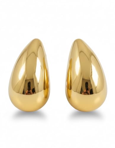 Gold Teardrop Stud Earrings for Women & Girls| Lightweight Statem...