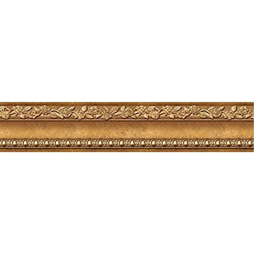 Flower Molding Peel and Stick Wall Border Easy to Apply (Gold Brown) - Thumbnail 2