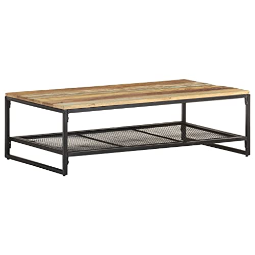 fadaoet Reclaimed Wood Coffee Table for Living Room, Solid Rustic