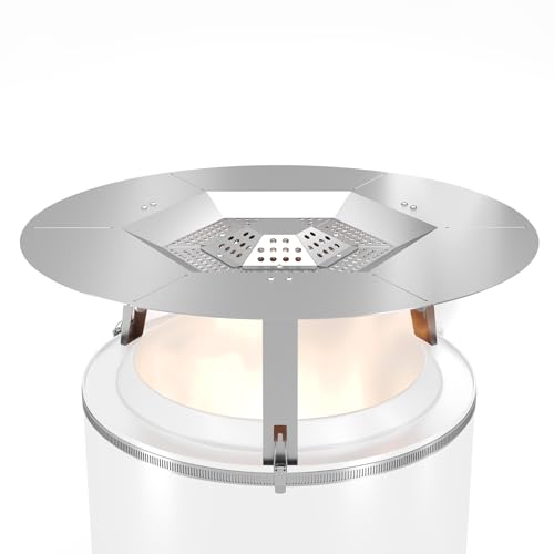 Toriexon Upgraded Heat Deflector for Solo Stove Yukon 27 304 Stainless Steel Heat Diffuser with Detachable Legs & Fix Hoop Capture and Redirect Warmth Camping Accessory