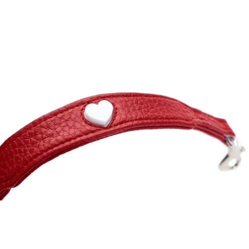 Hunter Verstellbare Hundeführleine Round & Soft Love, Farbe: rot, weiches Rindnappaleder, rundgelegt, 3-fache Verstellmöglichkeit, eingenähtes Herz, Handarbeit, Made in Germany, Größe: 6/200