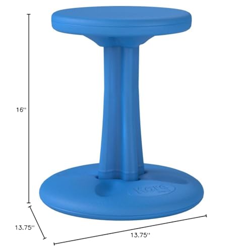 Image of Kore Junior Wobble Stool, Flexible Seating, Ages 8-9, 16in, Blue | Wiggle chair for classroom and home boosts focus, improves posture, and provides an energy outlet; anti-tip base; Made in USA