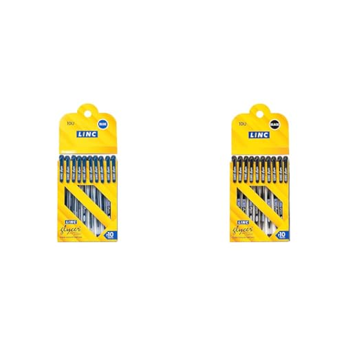 Image of Linc 0.6 mm Glycer Smooth Ball Pen Card Pack | Blue Ink | Set of 10 0.6 mm Glycer Smooth Ball Pen | Black Ink | Set of 10