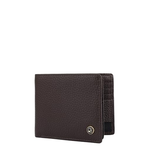 Image of Da Milano RFID Protected Leather Wallet for Men - Brown - Genuine Leather Bifold Wallet with 12 Card Slots & 2 Compartments