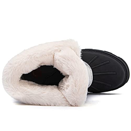 GLOBALWIN Snow Boots for Women Comfortable Winter Boots For Women Waterproof Fluffy Faux Fur Ankle Booties Silver Boots Water-Resistant Short Boots For Women Warm Fur Boots, Lace-Up Outdoor Shoes 8M - image 4