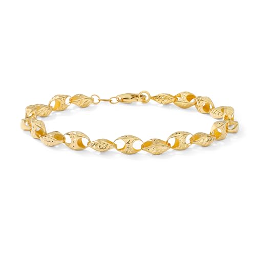 Amanda Rose Collection 14K Yellow Gold Diamond-Cut Fancy Link Bracelet