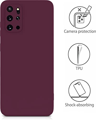 Image of DIZORO Liquid Silicone Case with Microfiber Coushioning Compatible for Samsung Galaxy S20 Plus Cover, Gel Rubber Full Body Protection - Wine Red