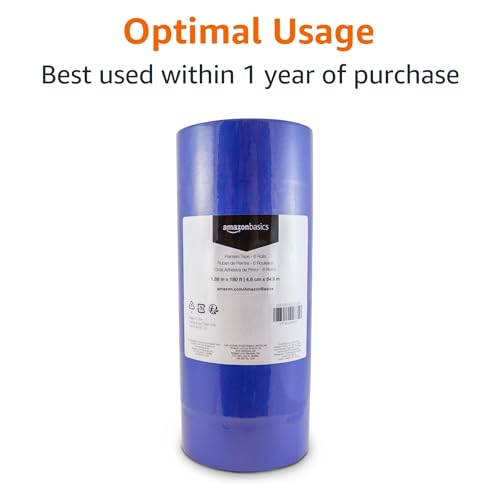Image of Amazon Basics Blue Painters Tape, Protects Surfaces, Removes Easily, No Residue, 1.88 inch x 60-Yard, 6 Rolls