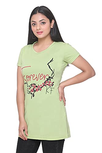 Image of Plush Women's Long Printed Cotton Round Neck Half Sleeve T-Shirt /Tshirts (DPL-PT-001)