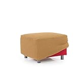 FAVERTI Ottoman Funda Puf Cuadrada Super Elástica 40-60cm Lateral Amarillo Protector de Calidad Tela Jacquard Tacto Algodón