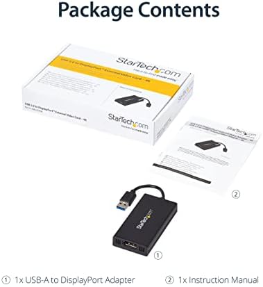 StarTech.com USB 3.0 to DisplayPort Adapter 4K Ultra HD, DisplayLink Certified, Video Converter w/ External Graphics Card - Mac & Windows (USB32DP4K)