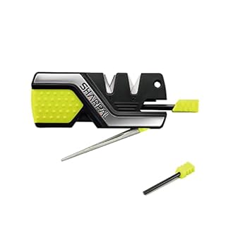 SHARPAL 101N-G Pocket Knife Sharpener with 2 Fire Starter,Sharpen All Kinds Outdoor and Kitchen Knives, Serrated Blade, 3 Premium Sharpening Abrasives, Tungsten Carbide, Fine Ceramic and Diamond