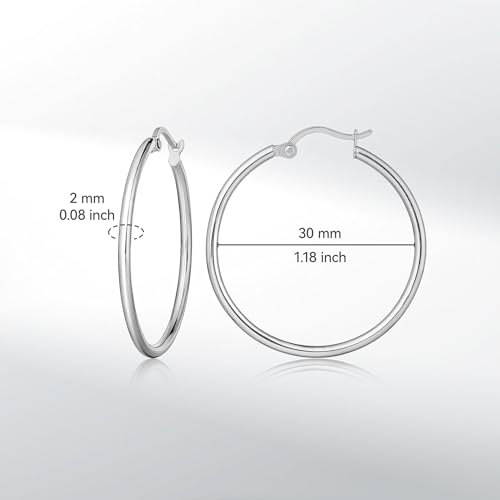 Limerencia Large Titanium Hoop Earrings for Women Hypoallergenic Thin Round Earrings F136 Implant Grade Titanium Hoops for Sensitive Ears(30mm Shiny Grey) by limerencia - Image 2