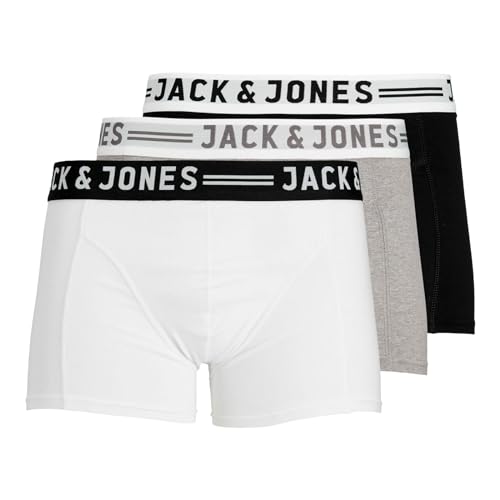 JACK & JONES Pack de 3 Pantalones Cortos Masculinos, Light Grey Melange/Black/White, XXL