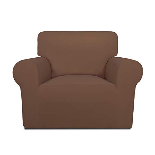 PureFit Super Stretch Chair Covers Fleece Couch Covers for Sofa Brown