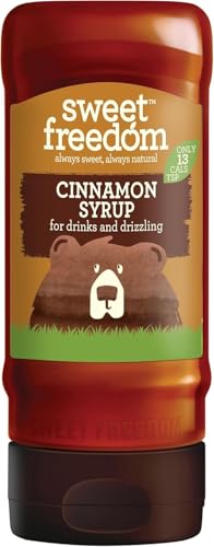 Sweet Freedom Cinnamon Syrup 350 g Vegan Drizzle for Coffee and Pancakes Naturally Sweetened with Fruits Only 13 Kcal Per Teaspoon (Pack of 1)
