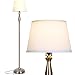 Brightech Gabriella LED Floor Lamp - Free Standing Elegant Style - Tall Pole Light for Living Room, Office Or Bedroom- Modern Upright Light with Fabric Shade - LED Bulb Included - Silver