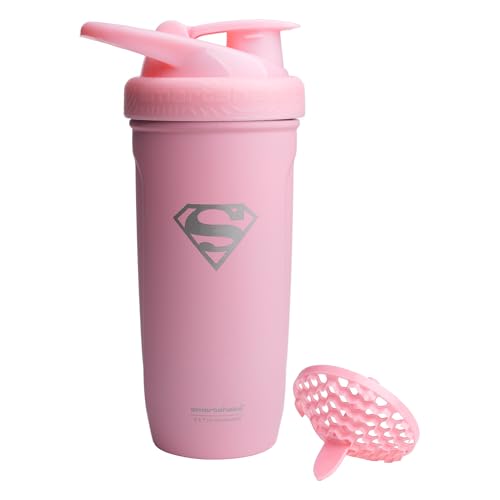 Smartshake DC COMICS Reforce Stainless Steel Protein Shaker Bottle 900 ml | 30 oz - Leakproof Screw-on Lid - BPA Free – Unisex - Non Insulated - Supergirl Logo