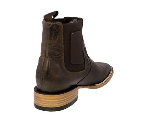 El Presidente Mens Brown Chelsea Boots Leather Cowboy Dress Botas Vaquero3