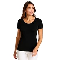 Liabel Maglia Caldo Cotone Donna (Confezione da 2) - Maglie Donna Invernali Manica Lunga o Corta Sottogiacca Bianco o Nero S-XL (IT, Testo, XL, Regular, Regular, Nero 2pz - Manica Corta)