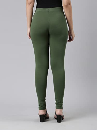Image of GO COLORS Soft Cotton Stretch Ankle Length Leggings for Women | Breathable
