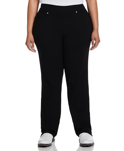 PGA TOUR Women's Regular Pull-on Golf Pant with Tummy Control (Size X-Small-XX-Large), Caviar, Medium